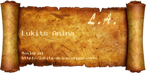 Lukits Anina névjegykártya